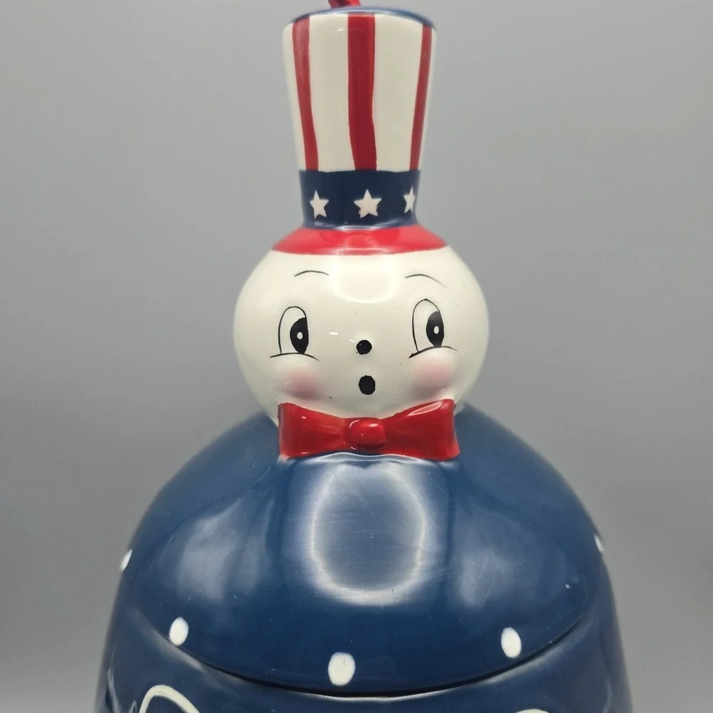Johanna‎ Parker Carnival Cottage Mr Liberty Bell Cookie Jar Patriotic Canister
